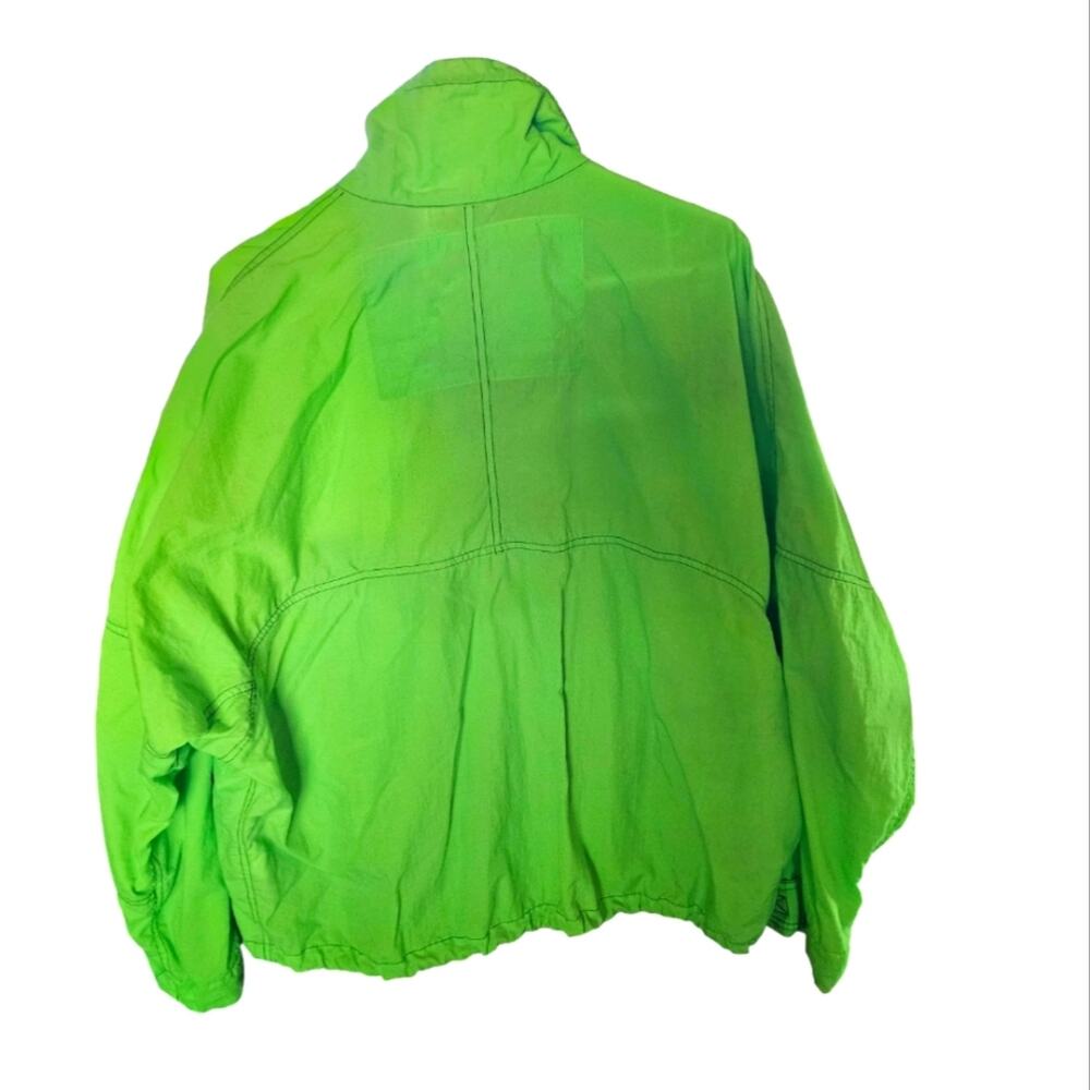 VTG Summer Gear Winbreaker Women M Outdoor Zip Mock Neck Pullover Neon Green - Picture 2 of 8